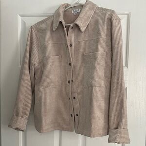 Textured Beige Button-Up Shirt